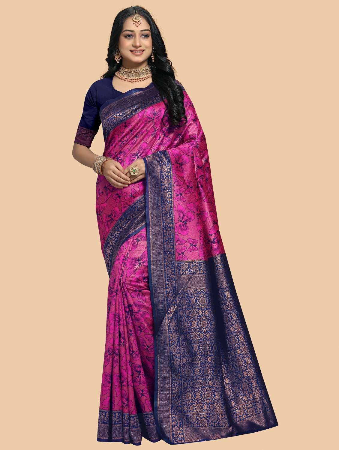 women self design banarasi saree with blouse