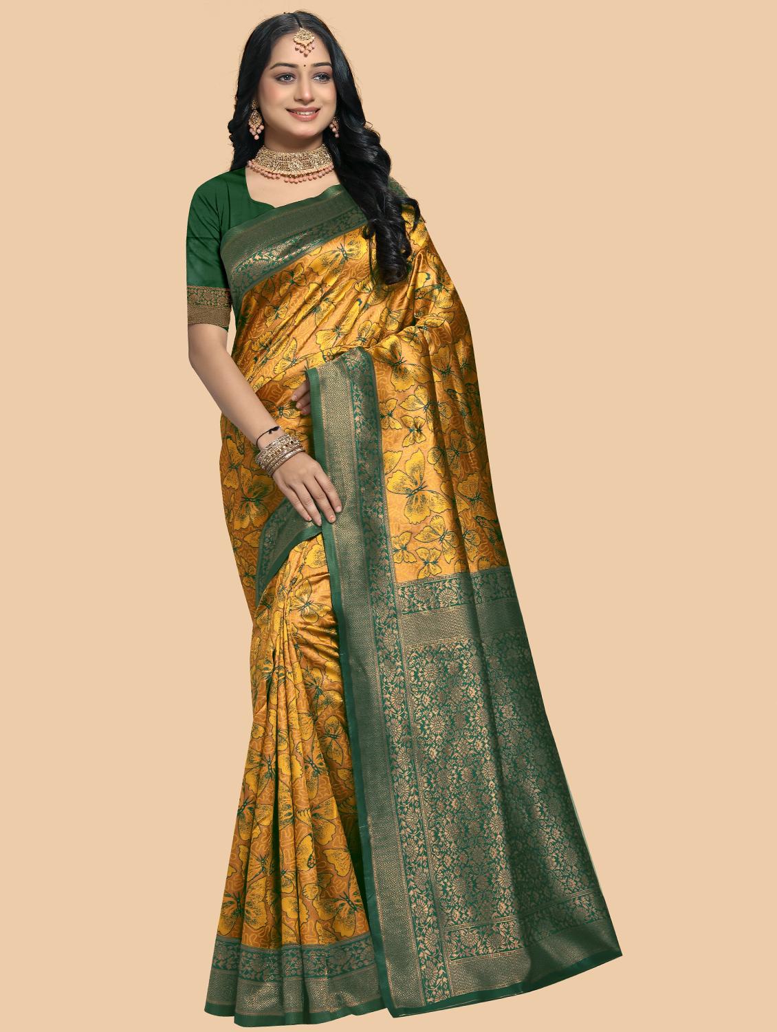 women self design banarasi saree with blouse