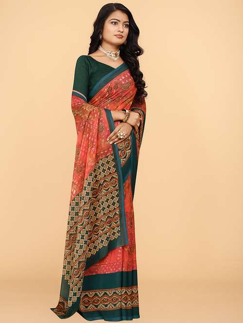 women printed casual wear saree with blouse - 21988720 -  Standard Image - 0