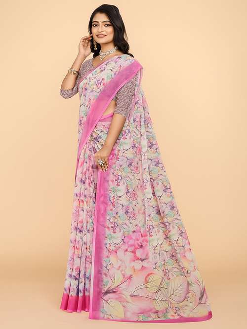 women floral printed saree with blouse - 21988725 -  Standard Image - 0