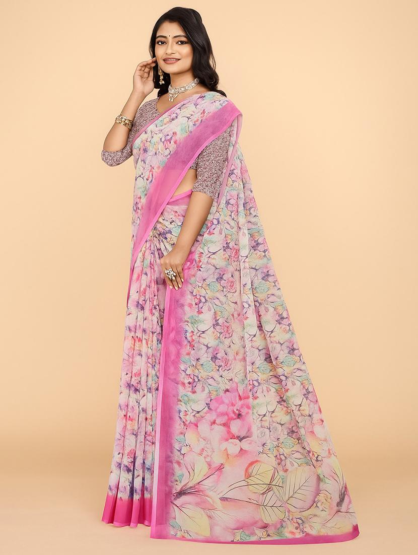 women floral printed saree with blouse - 21988725 -  Zoom Image - 0