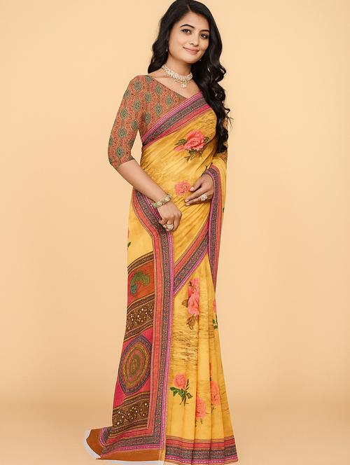 women printed casual wear saree with blouse - 21988726 -  Standard Image - 0