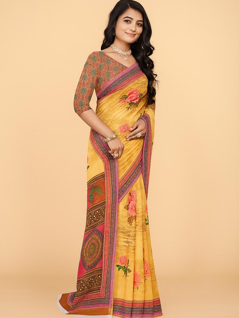 women printed casual wear saree with blouse - 21988726 -  Zoom Image - 0