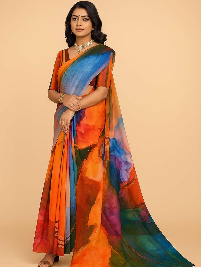 women printed casual wear saree with blouse - 21988728 - Zoom Image - 0