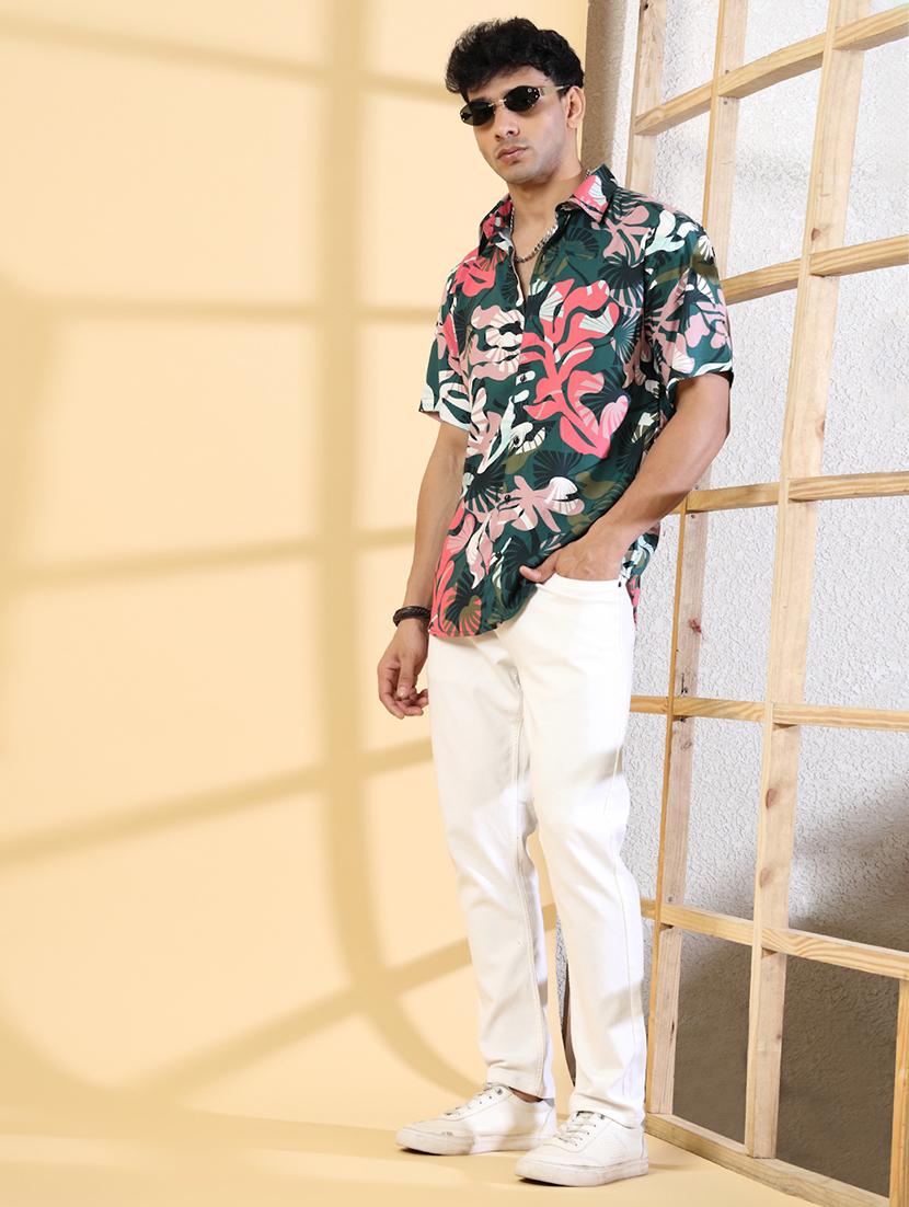men printed short sleeve regular fit casual shirt - 21988750 - Standard Image - 5