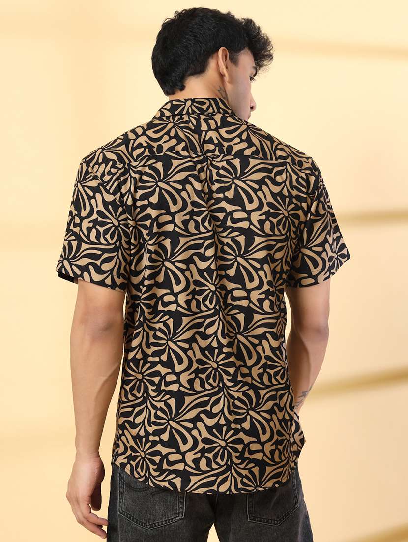 men printed short sleeve regular fit casual shirt - 21988754 -  Standard Image - 3