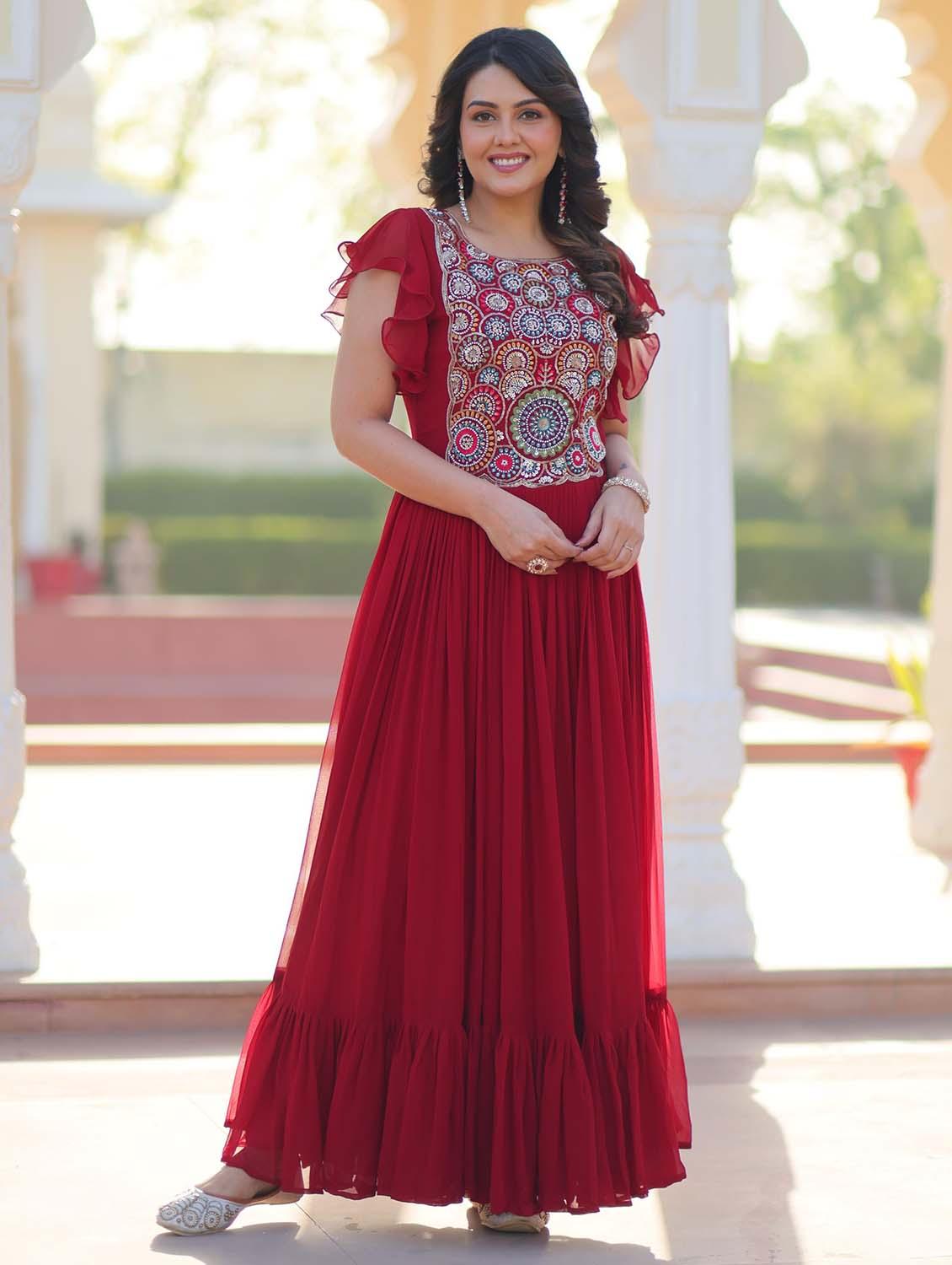 women solid with work round neck tiered dress - 21988802 - Zoom Image - 0