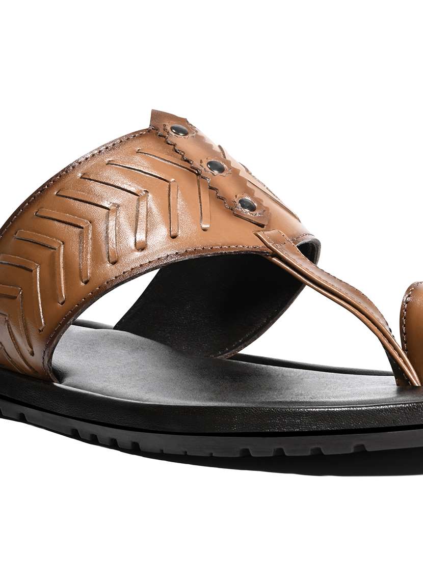 men cut work toe separator kolhapuri sandal - 21988806 -  Standard Image - 3
