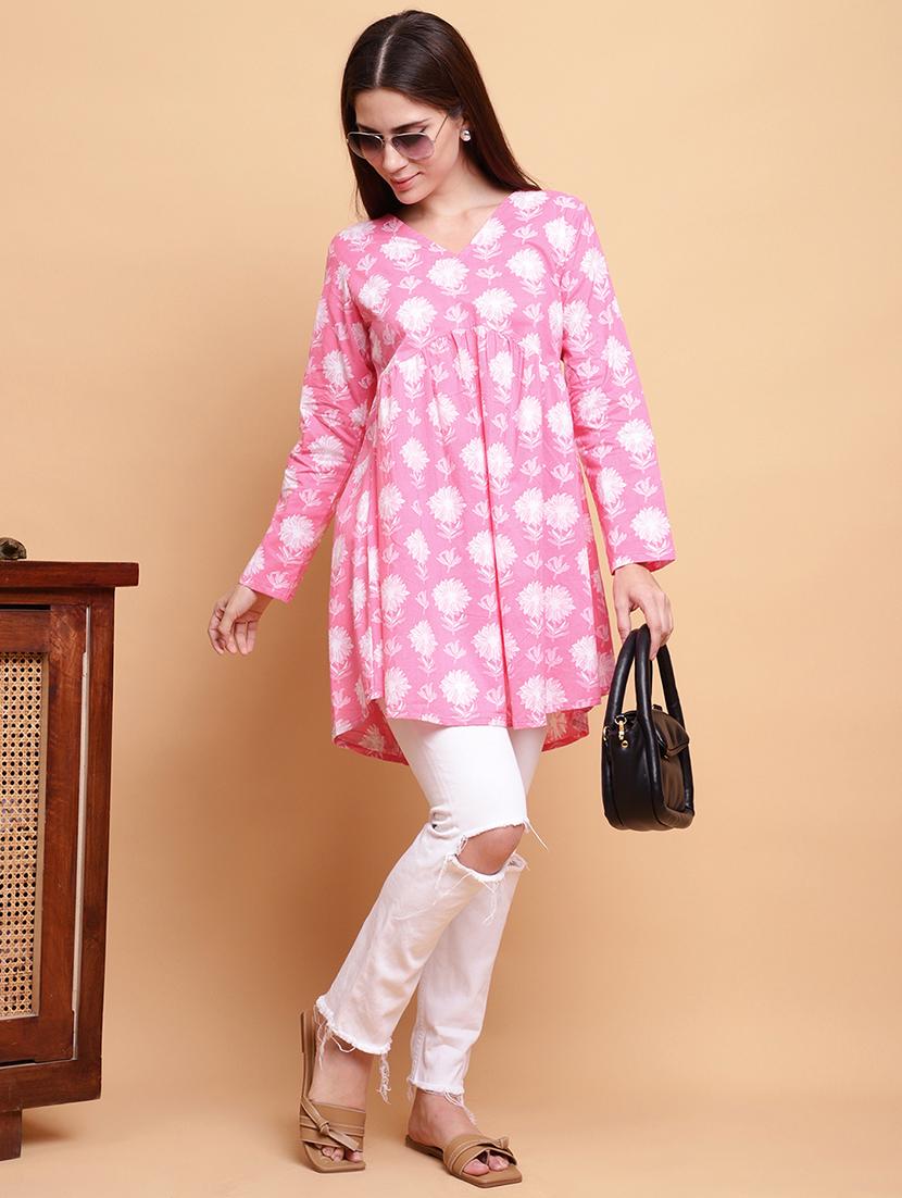 women floral printed long sleeve flared kurti - 21988820 - Standard Image - 5