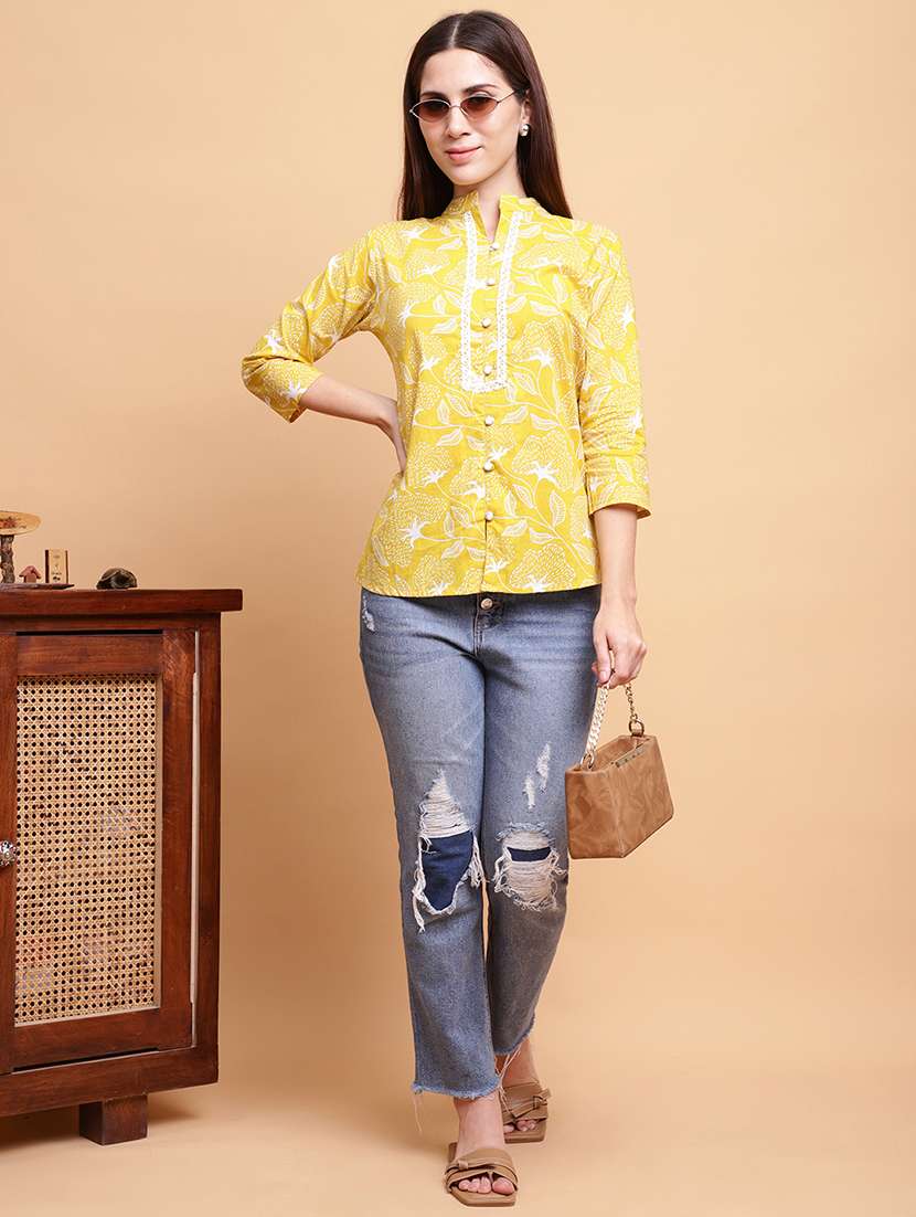 women printed three quarter sleeve a-line kurti - 21988822 - Standard Image - 5