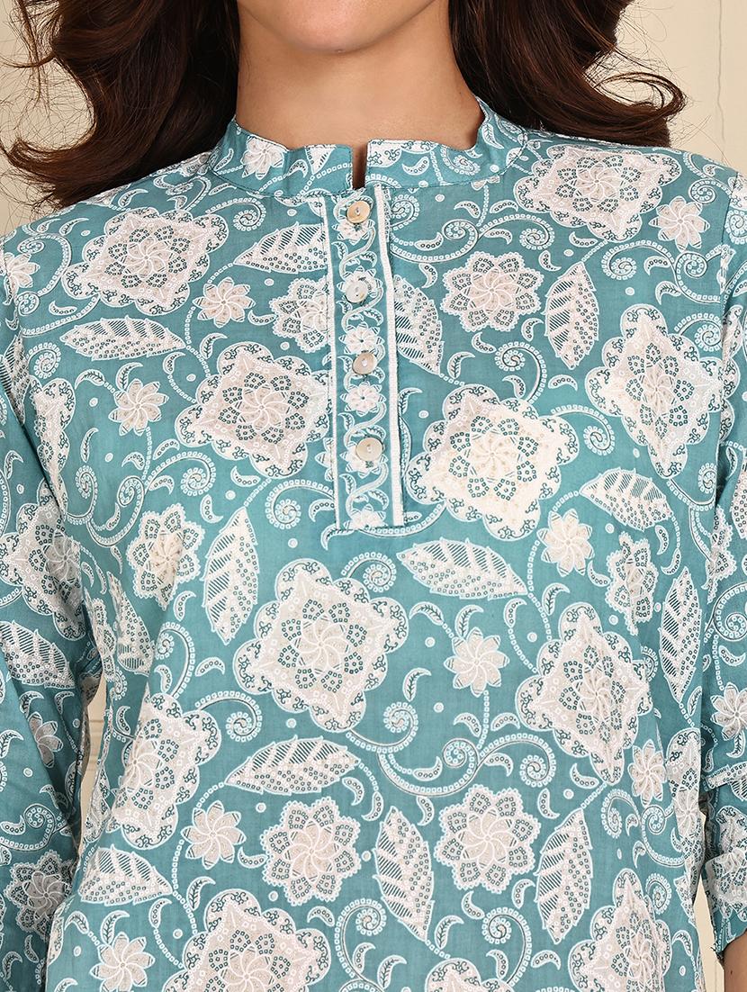 women printed three quarter sleeve straight kurti - 21988865 - Standard Image - 5