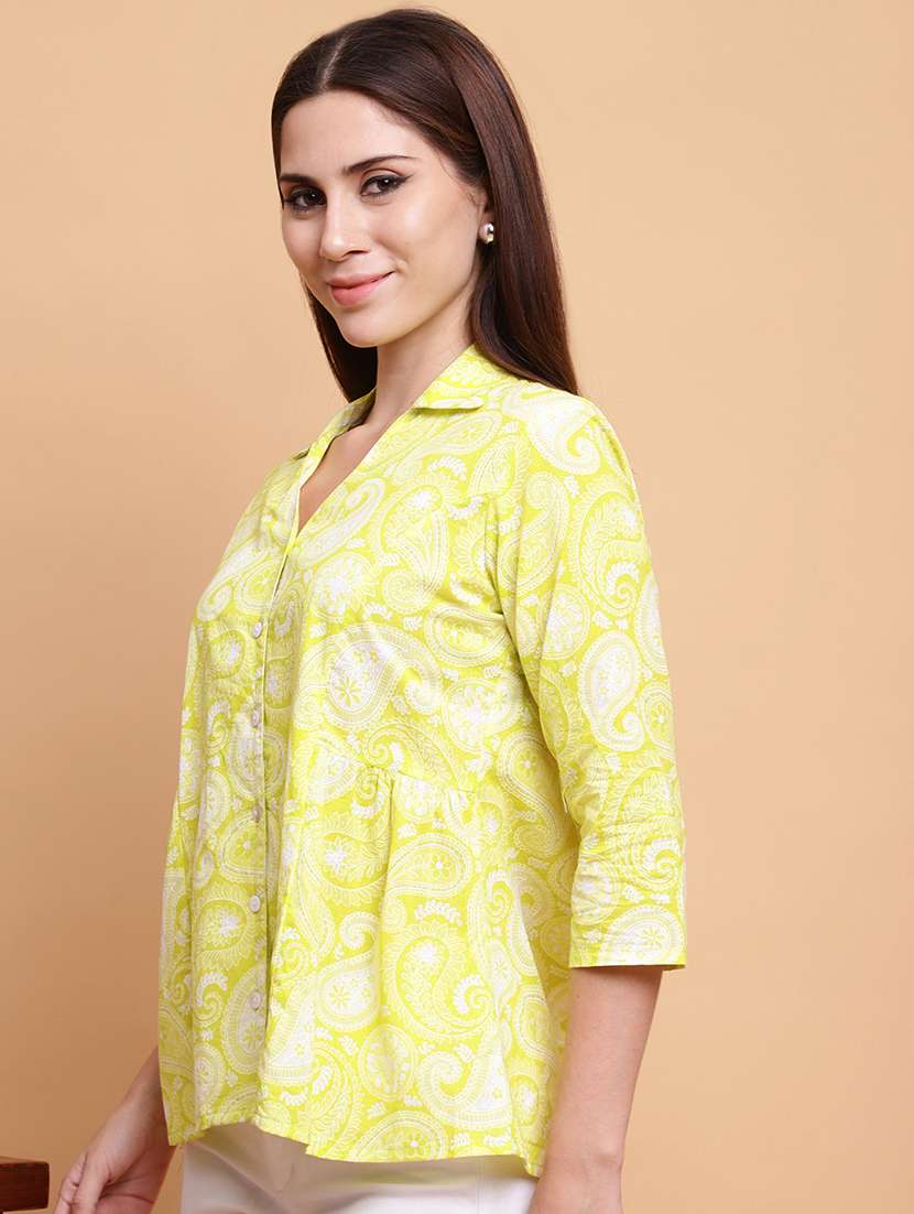 women paisley three quarter sleeve a-line ethnic top - 21988869 - Standard Image - 3
