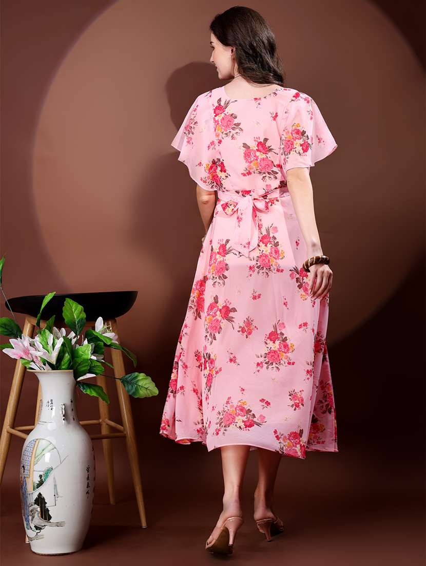 women floral print flared sleeve fit & flare dress - 21988876 -  Standard Image - 3