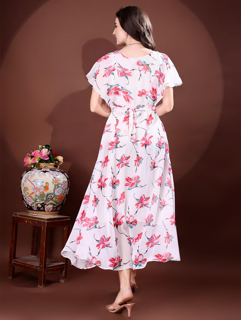 women floral print flared sleeve fit & flare dress - 21988877 - Standard Image - 3