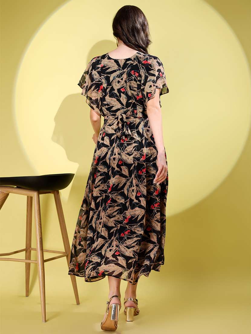 women printed flared sleeve fit & flare dress - 21988883 -  Standard Image - 3