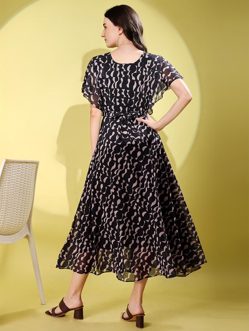 women printed flared sleeve fit & flare dress - 21988885 - Standard Image - 3