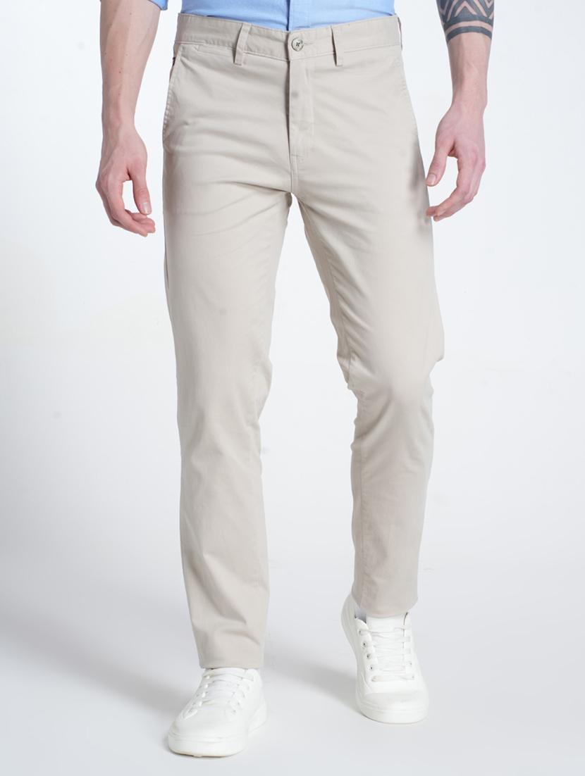 men solid mid rise flat front casual chinos 