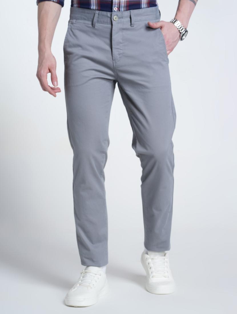 men solid mid rise flat front casual chinos 