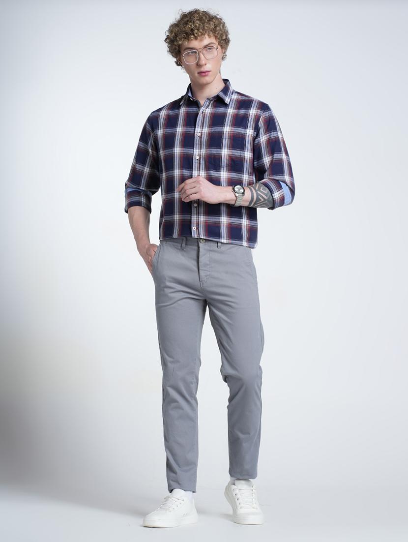 men solid mid rise flat front casual chinos - 21988899 - Standard Image - 3