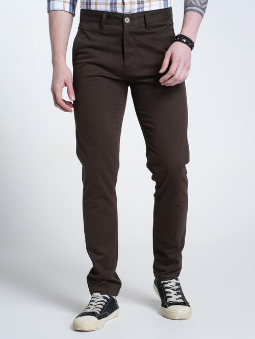 men solid mid rise flat front casual chinos - 21988905 - Standard Image - 0