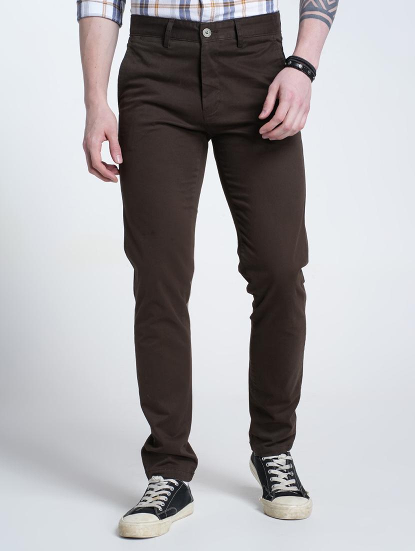 men solid mid rise flat front casual chinos 