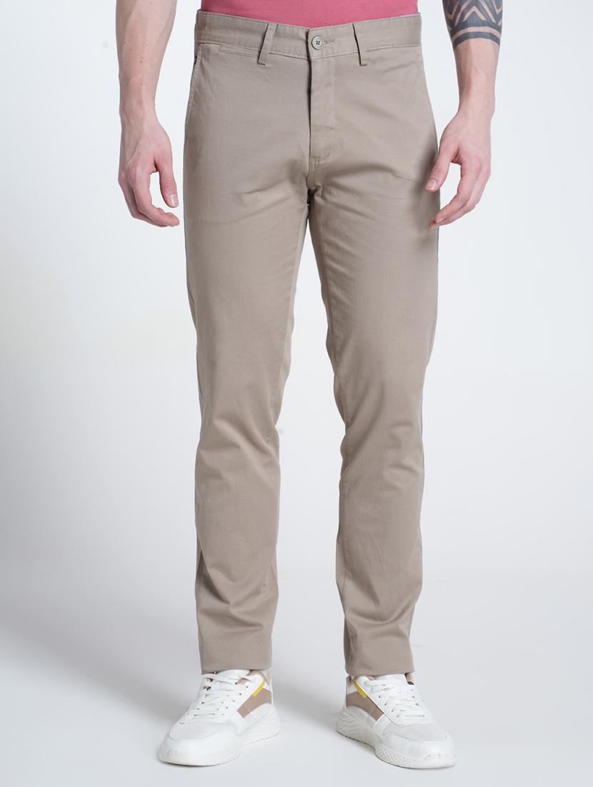 men solid mid rise flat front casual chinos 