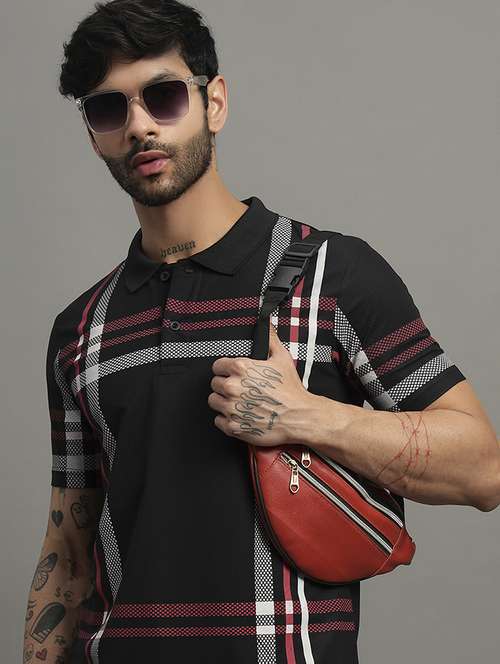 black cotton blend all over print tshirt - 21988953 - Standard Image - 0
