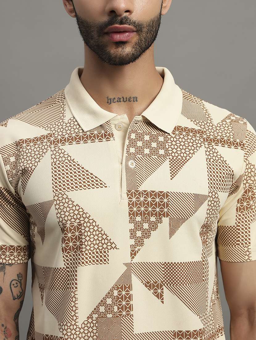 beige cotton blend all over print tshirt - 21988955 - Standard Image - 3