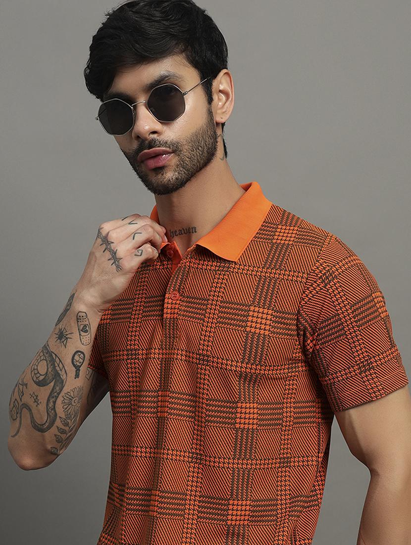 orange cotton blend all over print tshirt - 21988957 - Zoom Image - 0