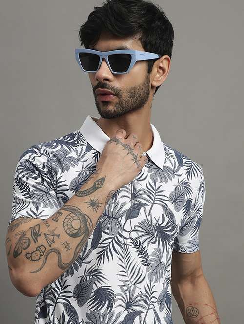 white cotton blend all over print tshirt - 21988960 - Standard Image - 0