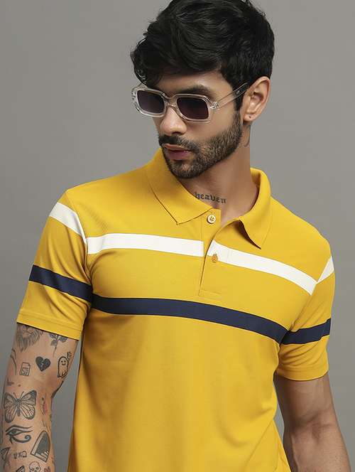 mustard cotton blend all over print tshirt - 21988963 -  Standard Image - 0