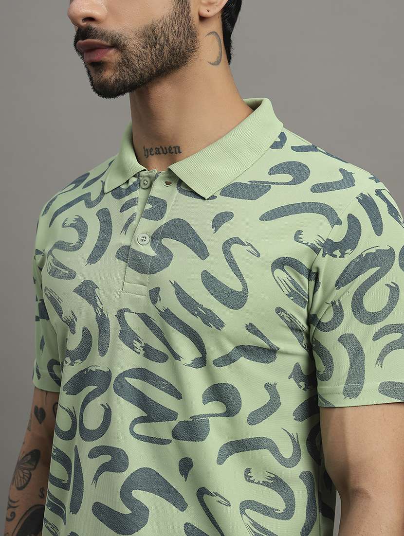 men printed short sleeve slim fit polo t-shirt - 21988964 -  Standard Image - 3