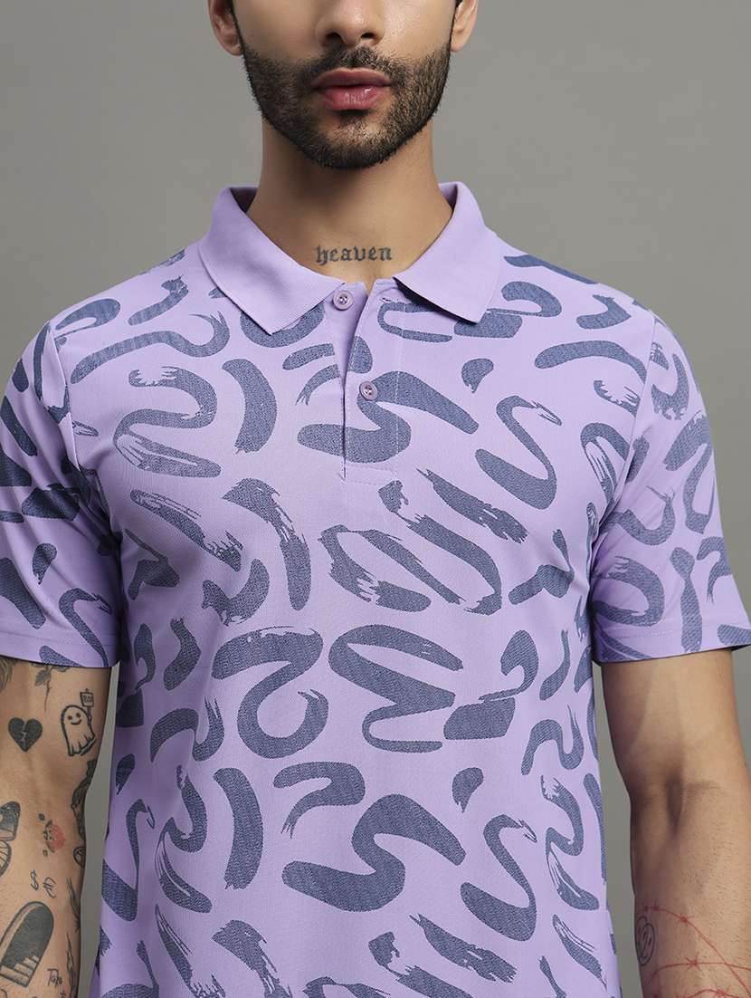 men printed short sleeve slim fit polo t-shirt - 21988966 - Standard Image - 3