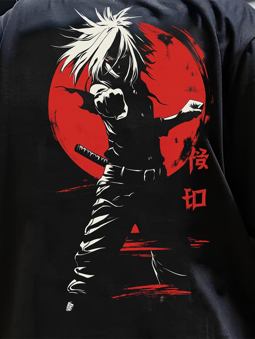 men front & back print round neck oversized t-shirt - 21989324 - Standard Image - 3