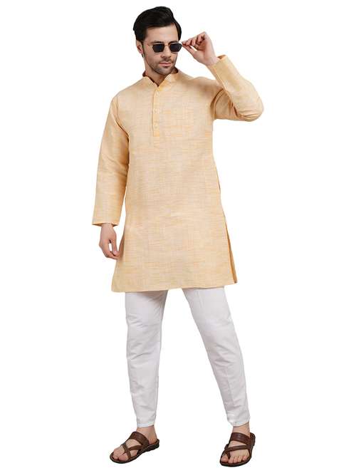 men self design mandarin neck kurta pyjama ethnic wear set
