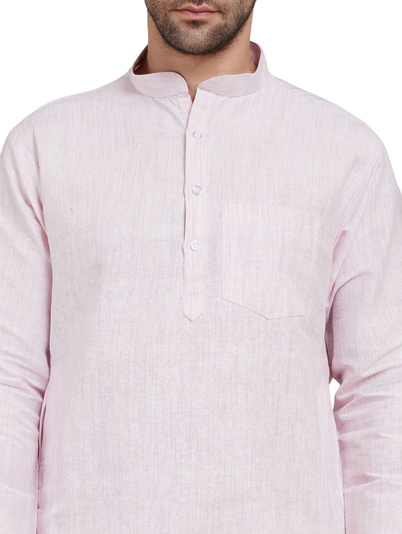 men melange mandarin neck long kurta - 21989326 - Standard Image - 5