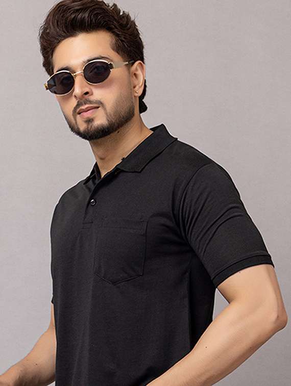 men solid short sleeve slim fit polo t-shirt