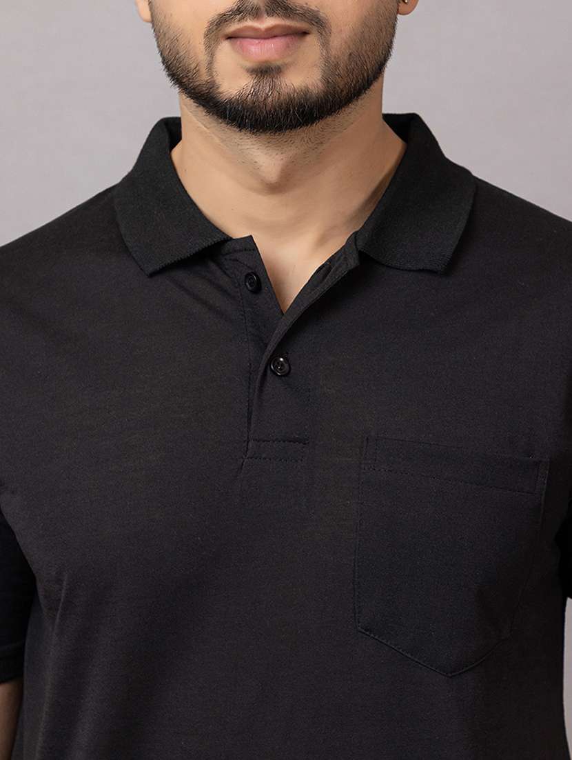 Men Solid Short Sleeve Slim Fit Polo T-shirt - 21989342 -  Standard Image - 3