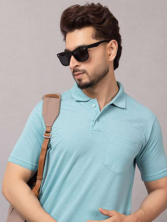 men solid short sleeve slim fit polo t-shirt