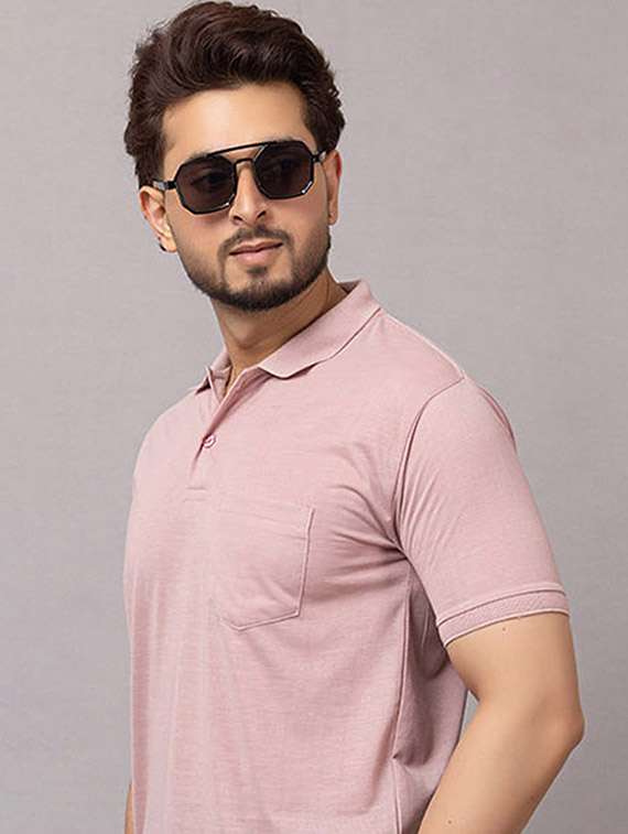 men solid short sleeve slim fit polo t-shirt