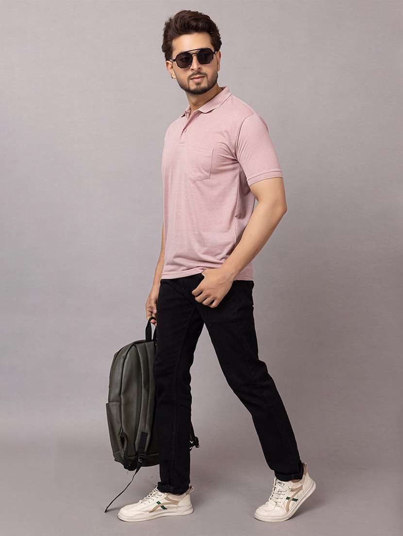 Men Solid Short Sleeve Slim Fit Polo T-shirt - 21989347 -  Standard Image - 3