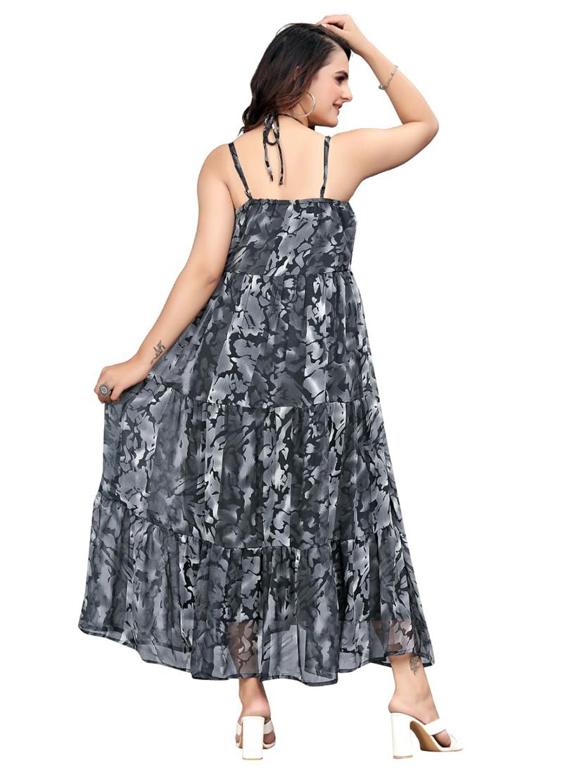 women printed shoulder strap tiered maxi dress - 21989355 - Standard Image - 3