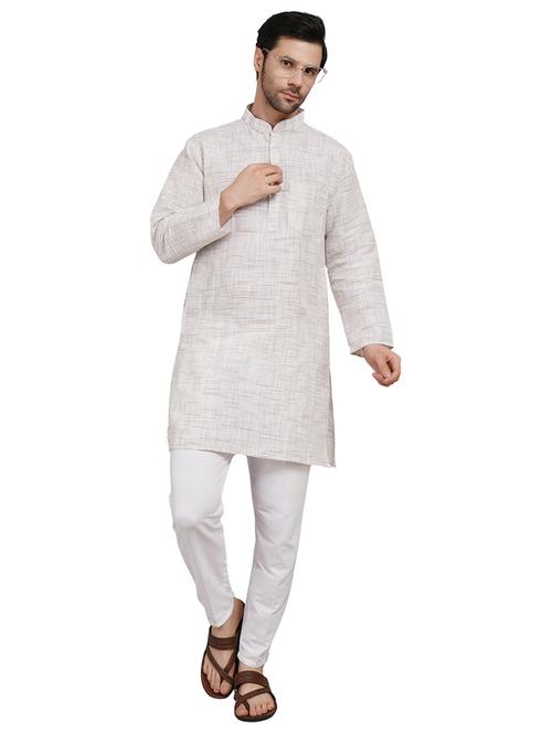 men melange mandarin neck long kurta  - 21989361 -  Standard Image - 0