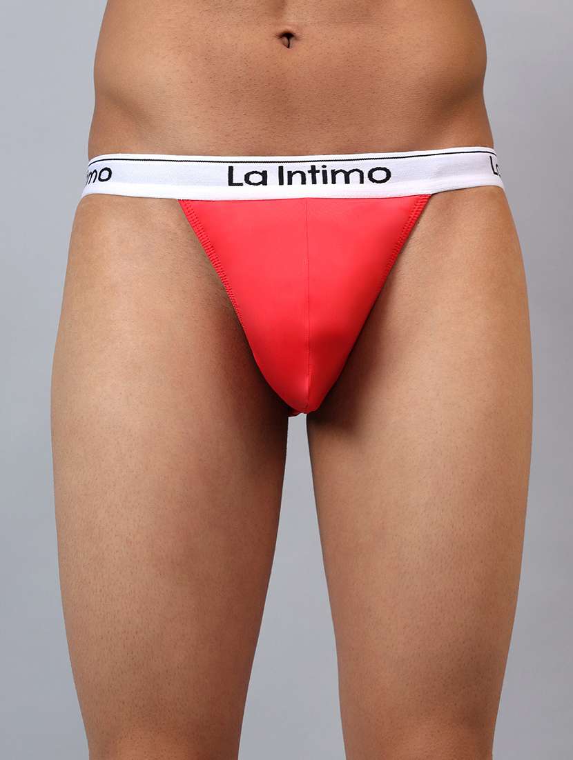 men solid low rise thongs