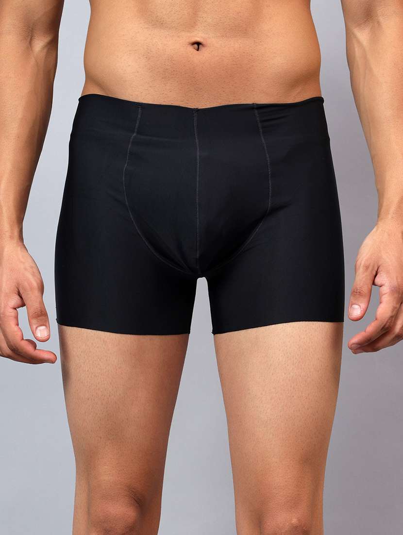 men solid low rise seamless trunks