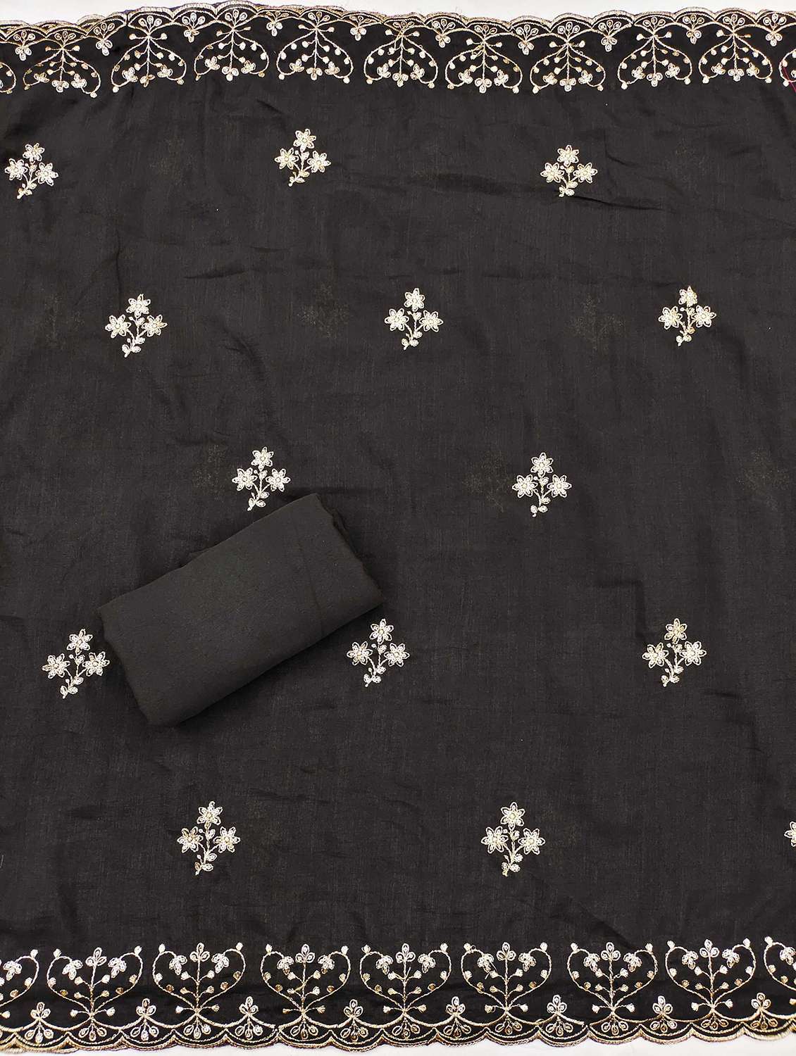 women solid with work embroidered unstitched suit set - 21989443 -  Standard Image - 3