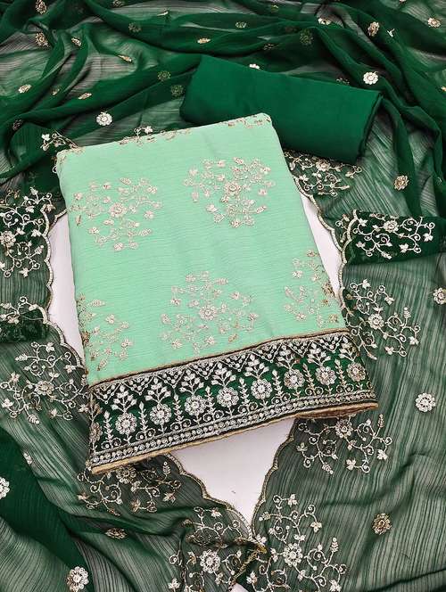 women solid with work embroidered unstitched suit set - 21989453 -  Standard Image - 0