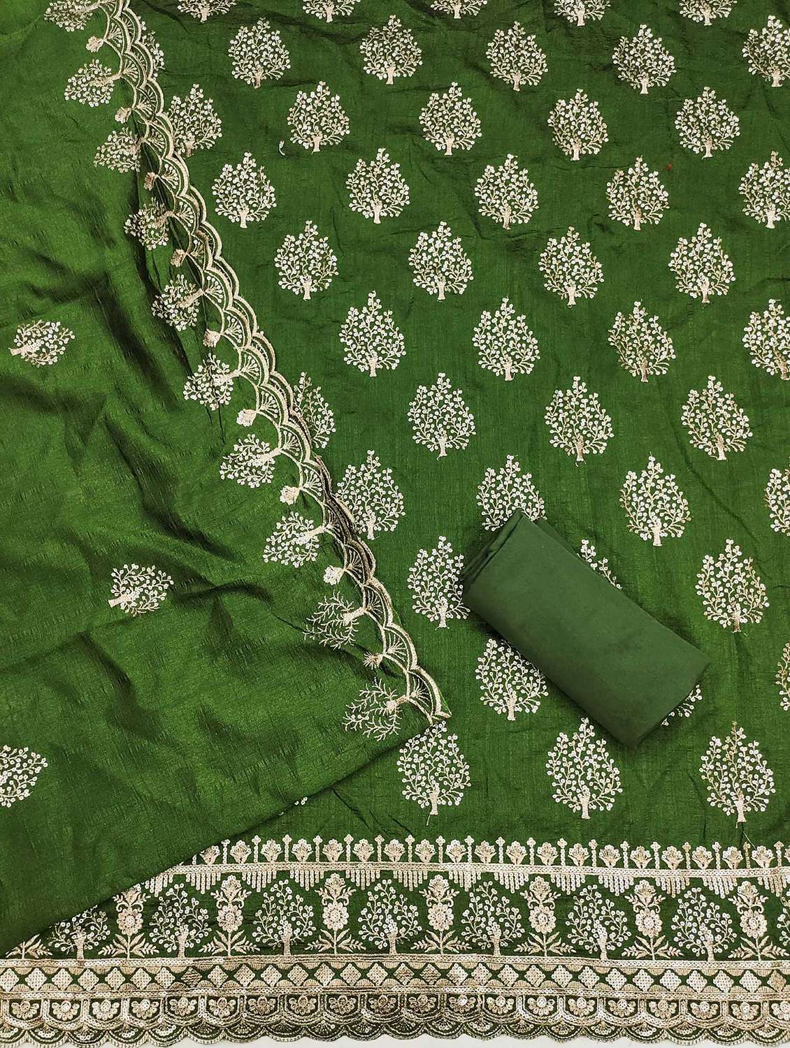 women solid with work embroidered unstitched suit set - 21989456 -  Standard Image - 3