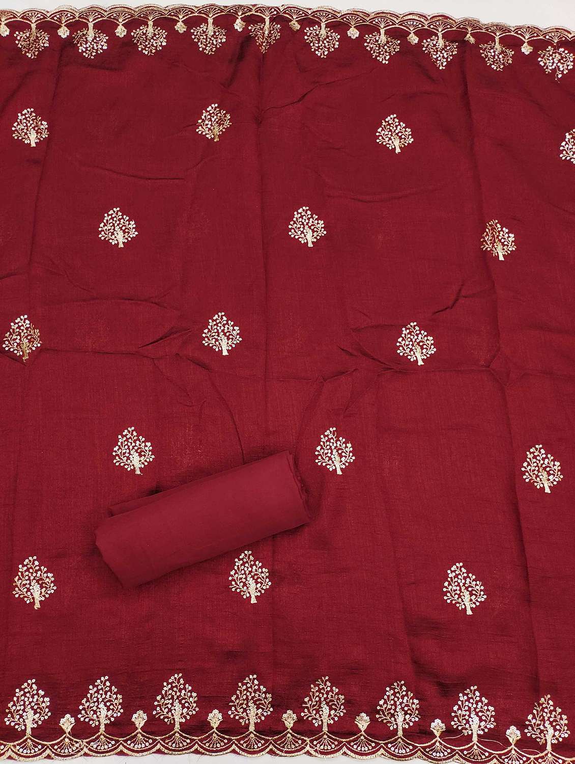 women solid with work embroidered unstitched suit set - 21989462 -  Standard Image - 3