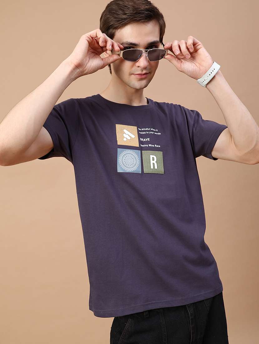 men chest print short sleeve regular fit t-shirt